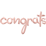 "Congrats" Cursive Letters Satin Foil Balloon, Rose Gold, 56x28-in, Air-Filled for Graduation/Engagement/Birthday/Retirement Front_Flat