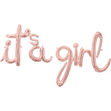 "It's a Girl" Cursive Letters Satin Foil Balloon, Rose Gold, 56x30-in, Air-Filled for Baby Shower Front_Flat