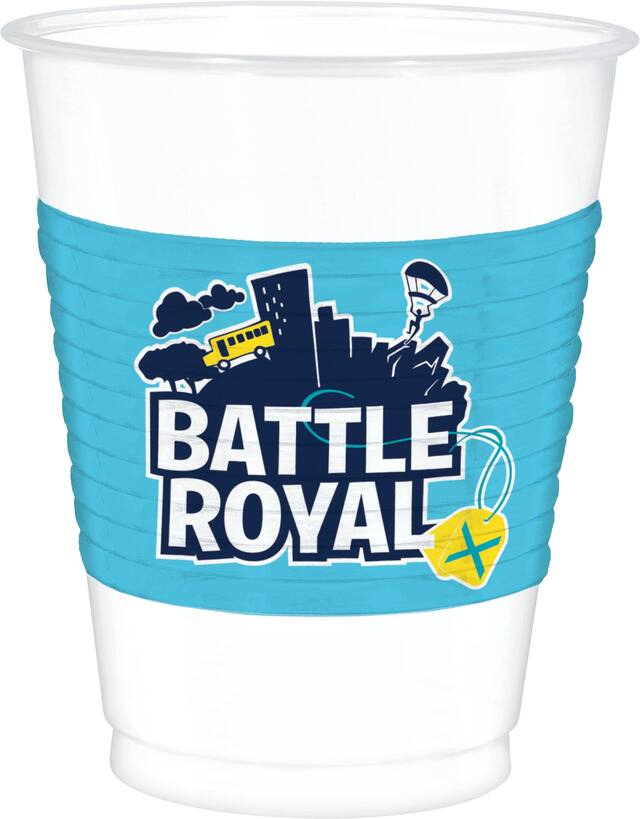 Battle Royal Plastic Reusable Cups, White/Blue, 16-oz, 8-pk, for Birthday Party Front_Elevated