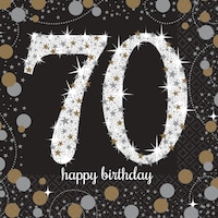 Sparkling Celebration 70th Birthday Beverage Napkins, 16-pk Overhead_Flat