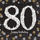 Sparkling Celebration 80th Birthday Beverage Napkins, 16-pk Overhead_Flat