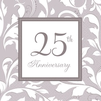 Silver 25th Anniversary Beverage Napkins, 16-ct Front_Flat