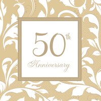 Serviettes de table 50e anniversaire doré, paq. 16 Front_Flat