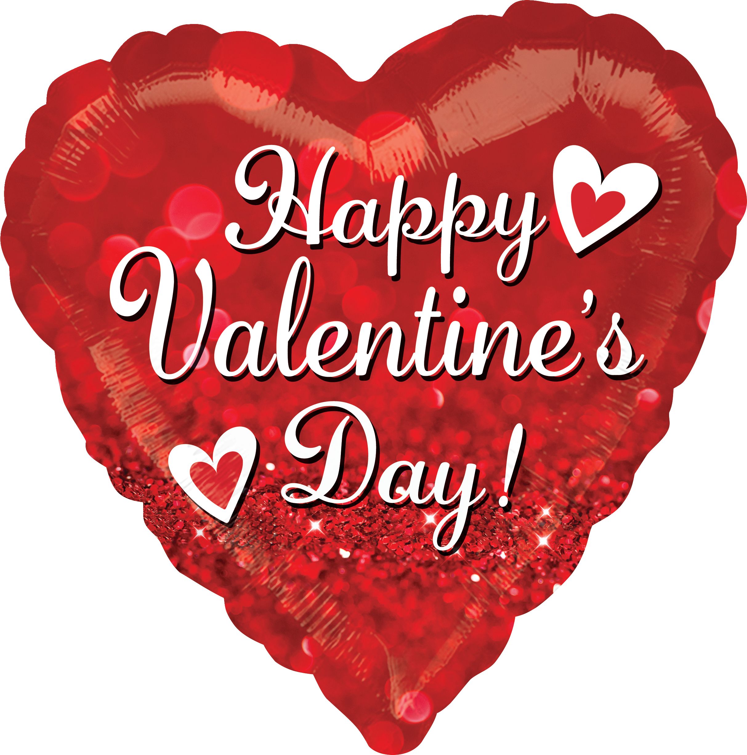 Ballon en aluminium satiné Happy Valentie's Day, coeur, rouge, 17 po, ruban et gonflage hélium compris, pour Saint-Valentin Front_Flat