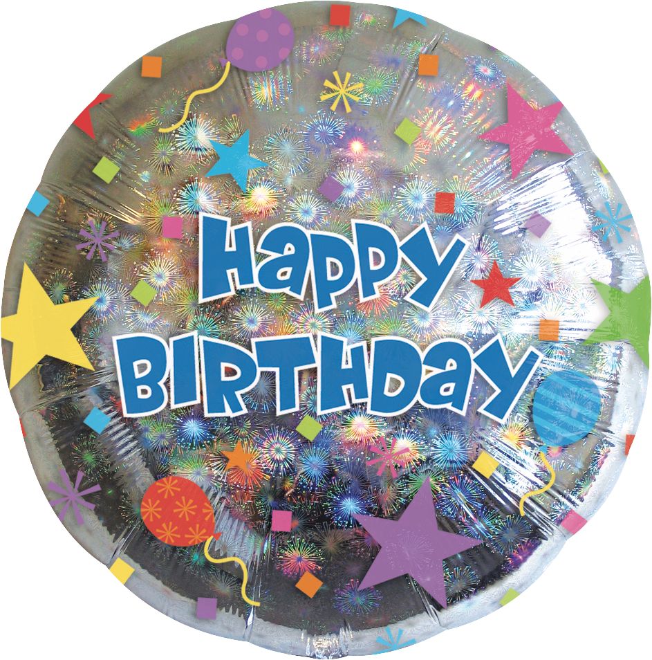 Ballon En Aluminium Satiné Rond Happy Birthday Argent Multicolore