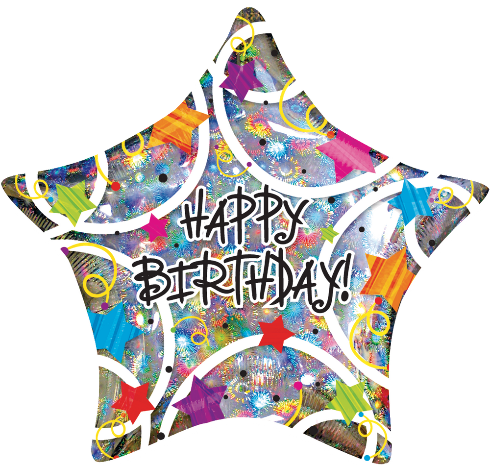 Holographic Star Happy Birthday Balloon, 32in Canadian Tire
