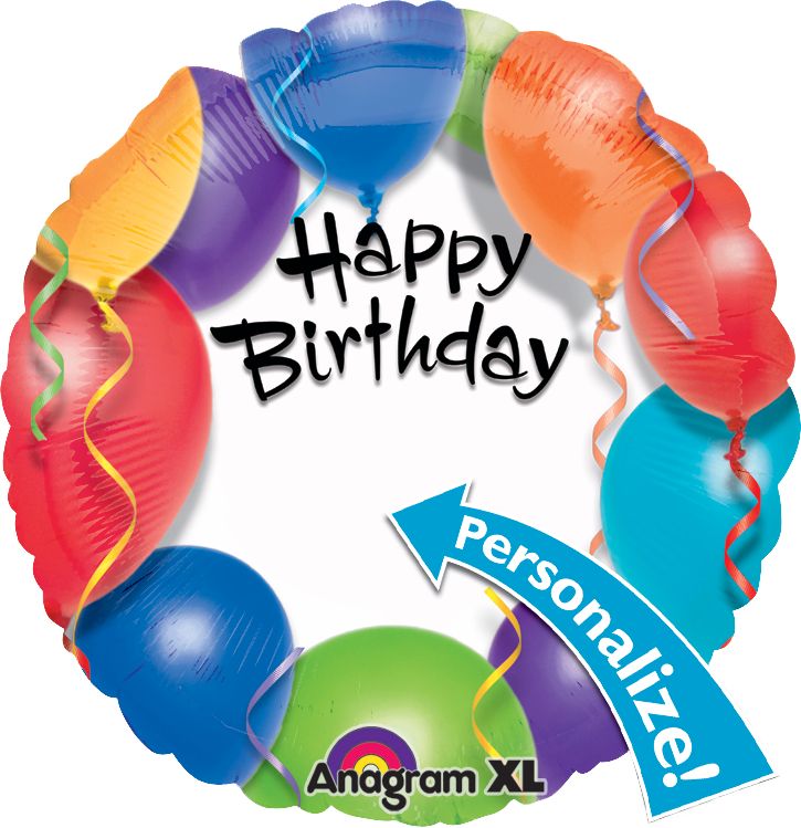 "Happy Birthday" Star Satin Foil Balloon, Multi-Coloured, Star Print, 18-in, Helium Inflation & Ribbon Included for Birthday Party Front_Flat