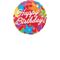 "Happy Birthday" Round Satin Foil Balloon, Red, Stars, 16.5, Helium Inflation & Ribbon Included for Birthday Party Front_Flat