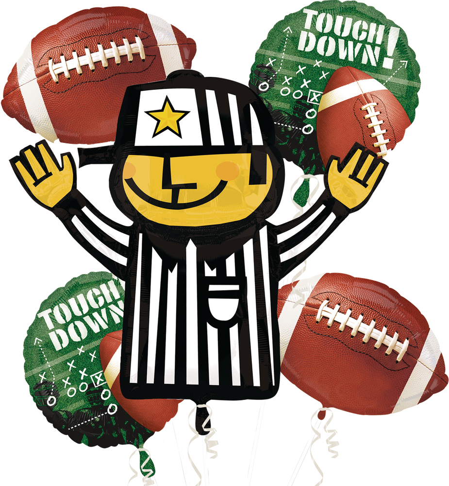 Football Foil Balloon Bouquet for Sports/Superbowl Party, Helium