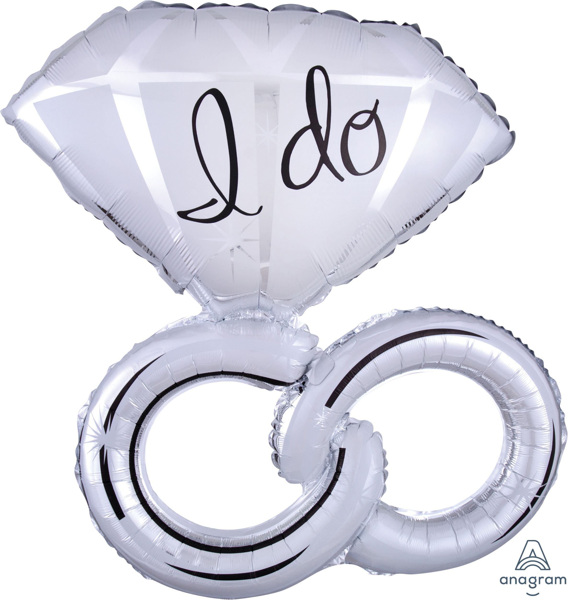 "I Do" Diamond Ring Satin Foil Balloon, White, 30-in, Helium Inflation & Ribbon Included for Wedding/Engagement
