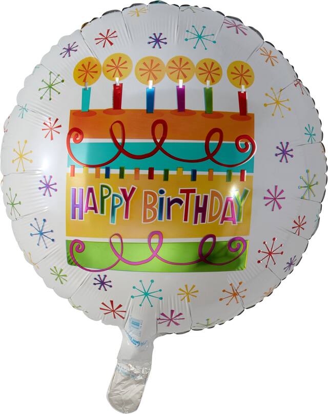 Ballon en forme de gâteau coloré Happy Birthday, 16,5 po Front_Flat