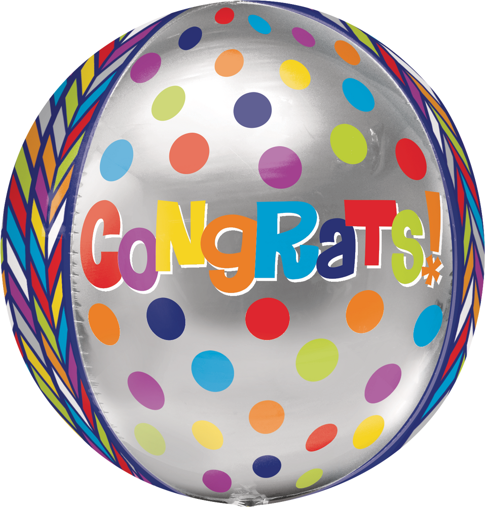 Congrats Orbz Transparent Print Clearz Foil Balloon, Multi