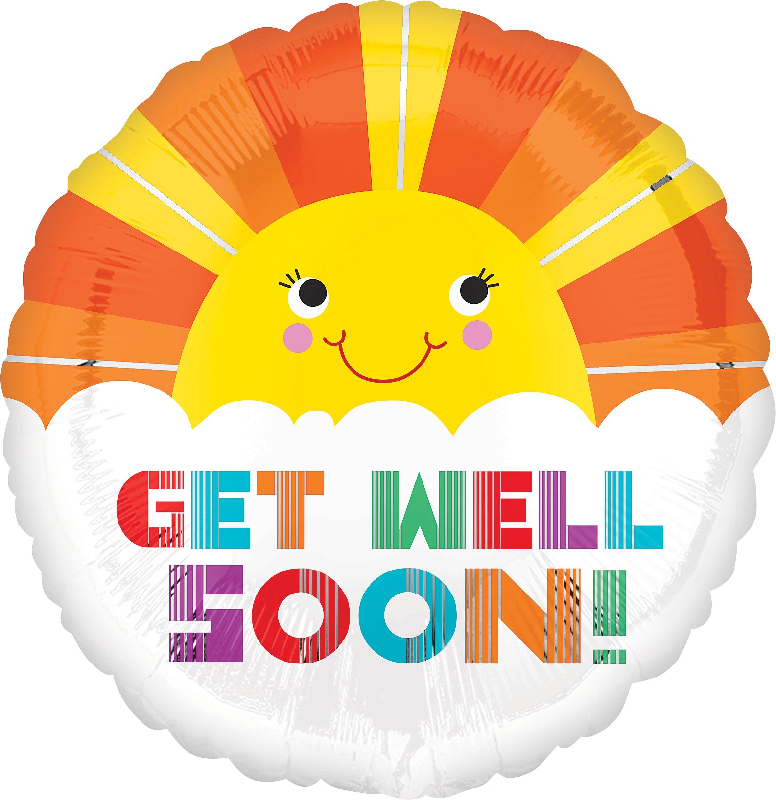 Ballon en aluminium Sunshine Get Well Soon, gonflage à l’hélium inclus, 17&nbsp;po Front_Flat