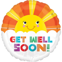 Ballon en aluminium Sunshine Get Well Soon, gonflage à l’hélium inclus, 17 po Front_Flat