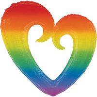 Ballon géant, arc-en-ciel ouvert en forme de coeur, 32 po Front_Flat
