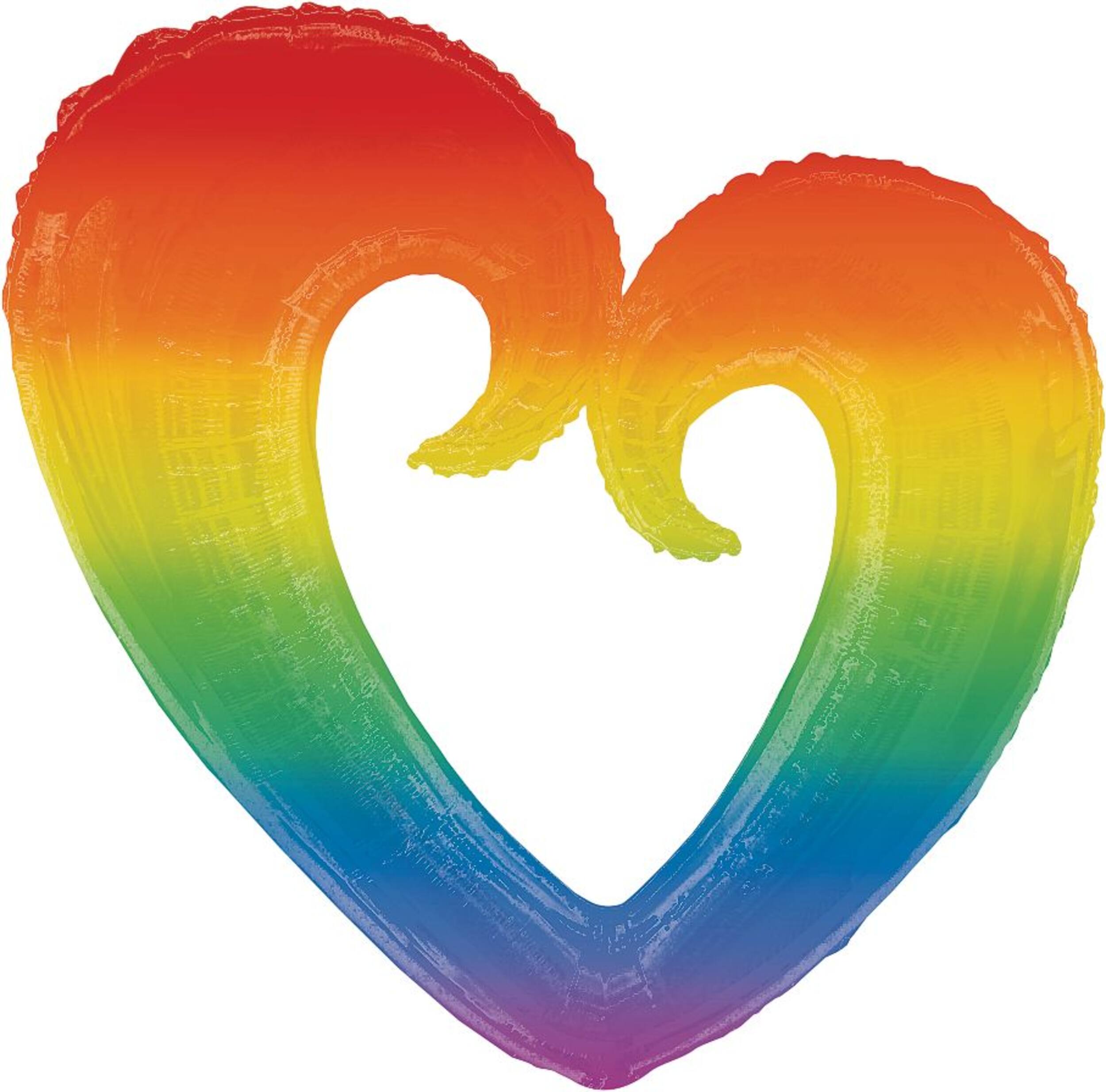 Giant Rainbow Open Heart Balloon, 32-in Front_Flat