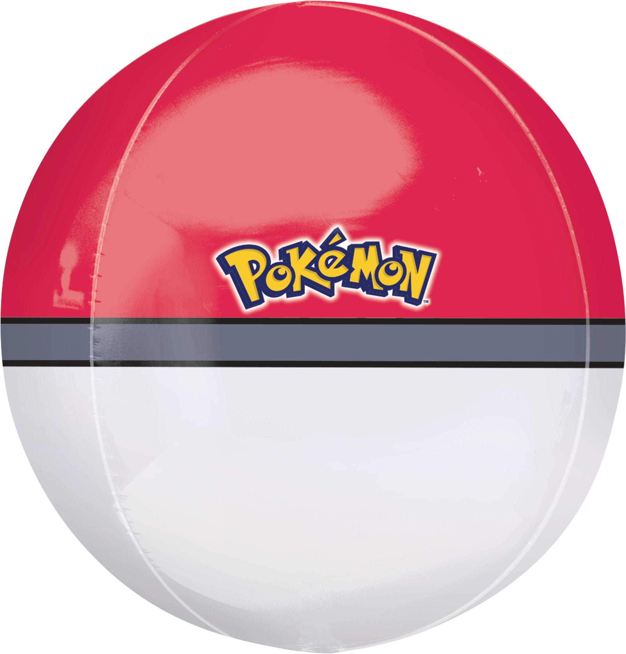 Nintendo Pokémon Orbz Satin Foil Balloon, Red/White, 16-in, Helium Inflation & Ribbon Included for Birthday Party Back_Flat
