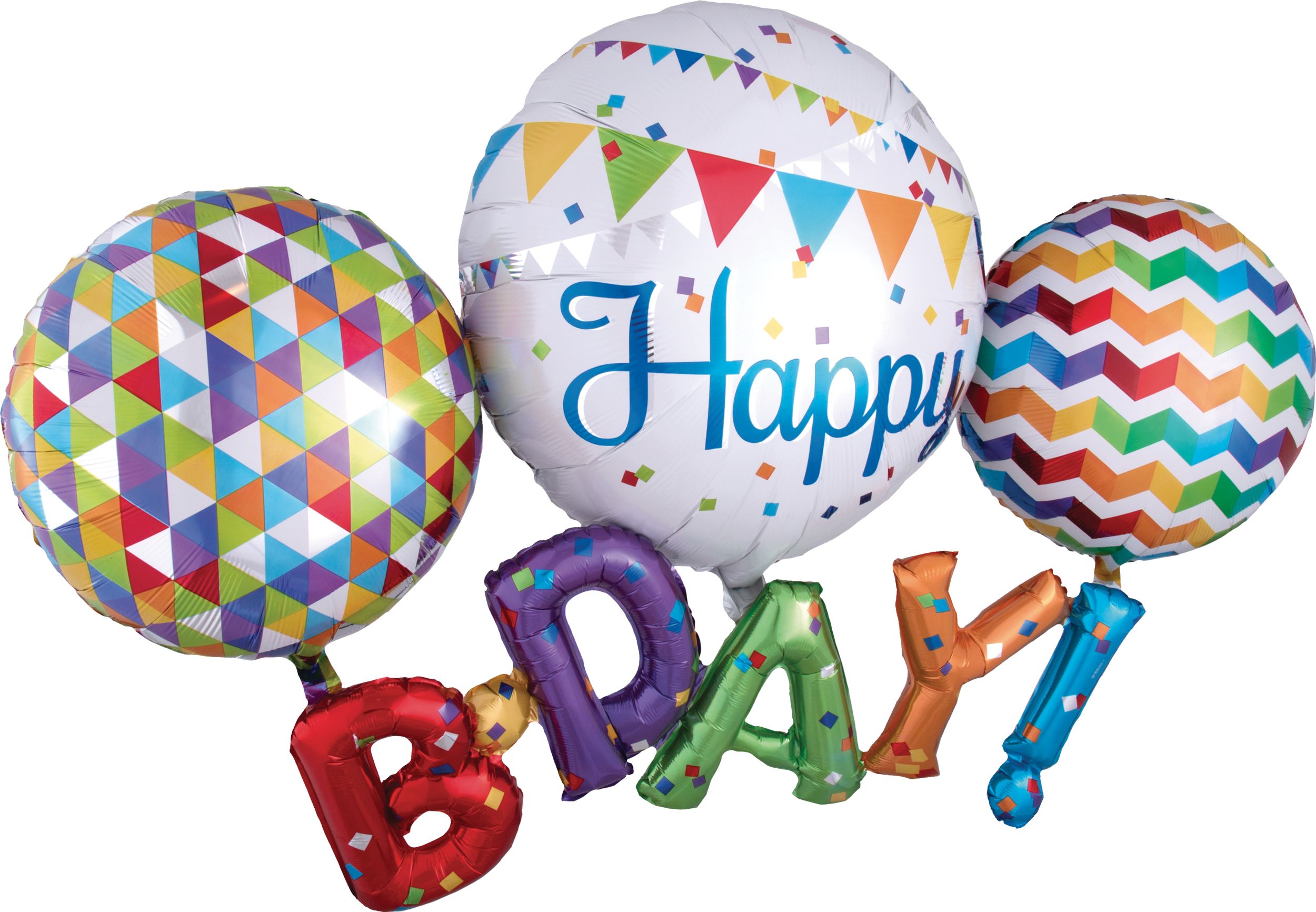 Ballon en aluminium géant Rainbow Happy&nbsp;B-Day, gonflage à l’hélium compris, 56&nbsp;po x 36&nbsp;po Front_Flat