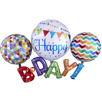 Giant Rainbow Happy B-Day Foil Birthday Balloon, Helium Inflation Included, 56-in x 36-in Front_Flat