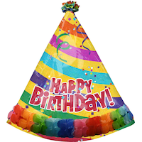 Prismatic Party Hat Happy Birthday Balloon, 29-in x 35-in Front_Flat