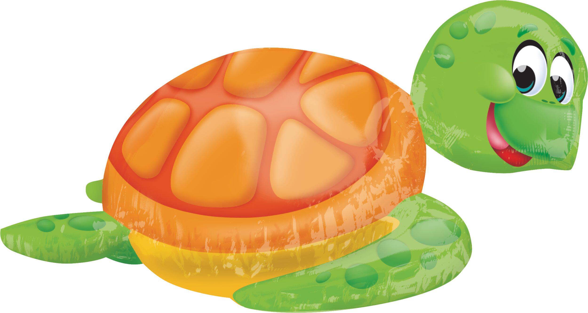 Silly Sea Turtle Foil Balloon for Birthday/Ocean-themed Party, Helium Inflation Included, 31-in x 20-in Back_Angled_Right