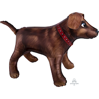 Ballon en aluminium satiné chien Golden Retriever, brun, 36 po, ruban et gonflage hélium compris