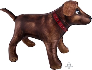 Golden Retriever Dog Satin Foil Balloon, Brown, 36-in, Helium Inflation & Ribbon Included
