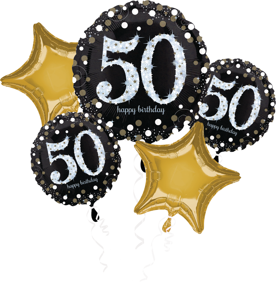 Sparkling Celebration 50th Birthday Balloon Bouquet 5 Pc Party City