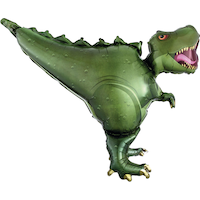 Ballon en aluminium satiné dinosaure T-Rex, vert, 36 po, gonflement à l'hélium et ruban inclus, pour fête d'anniversaire