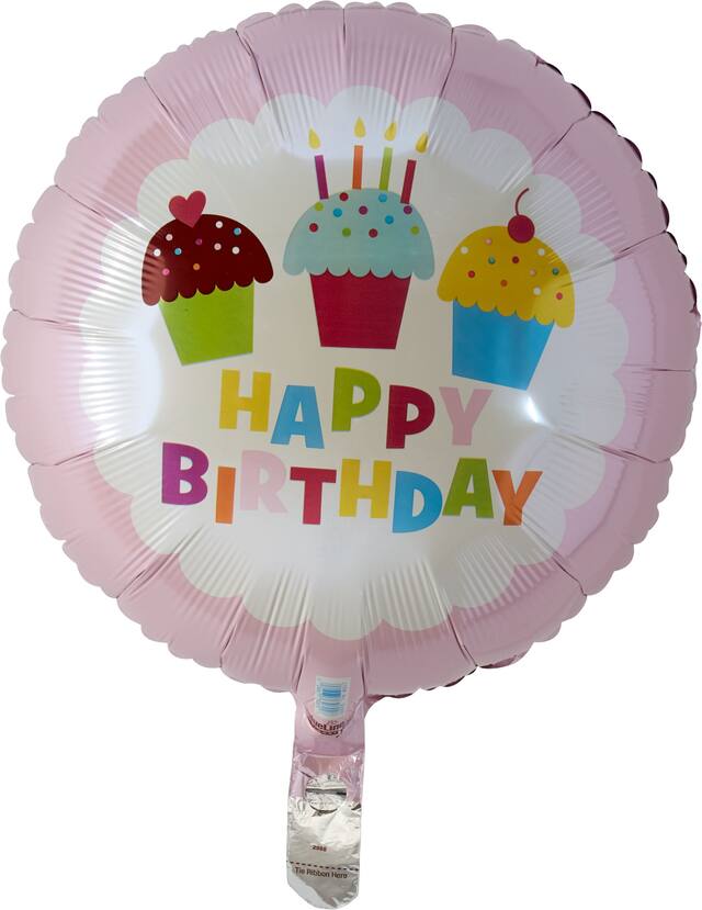 Colourful Cupcakes Happy Birthday Balloon, 16.5-in Front_Flat