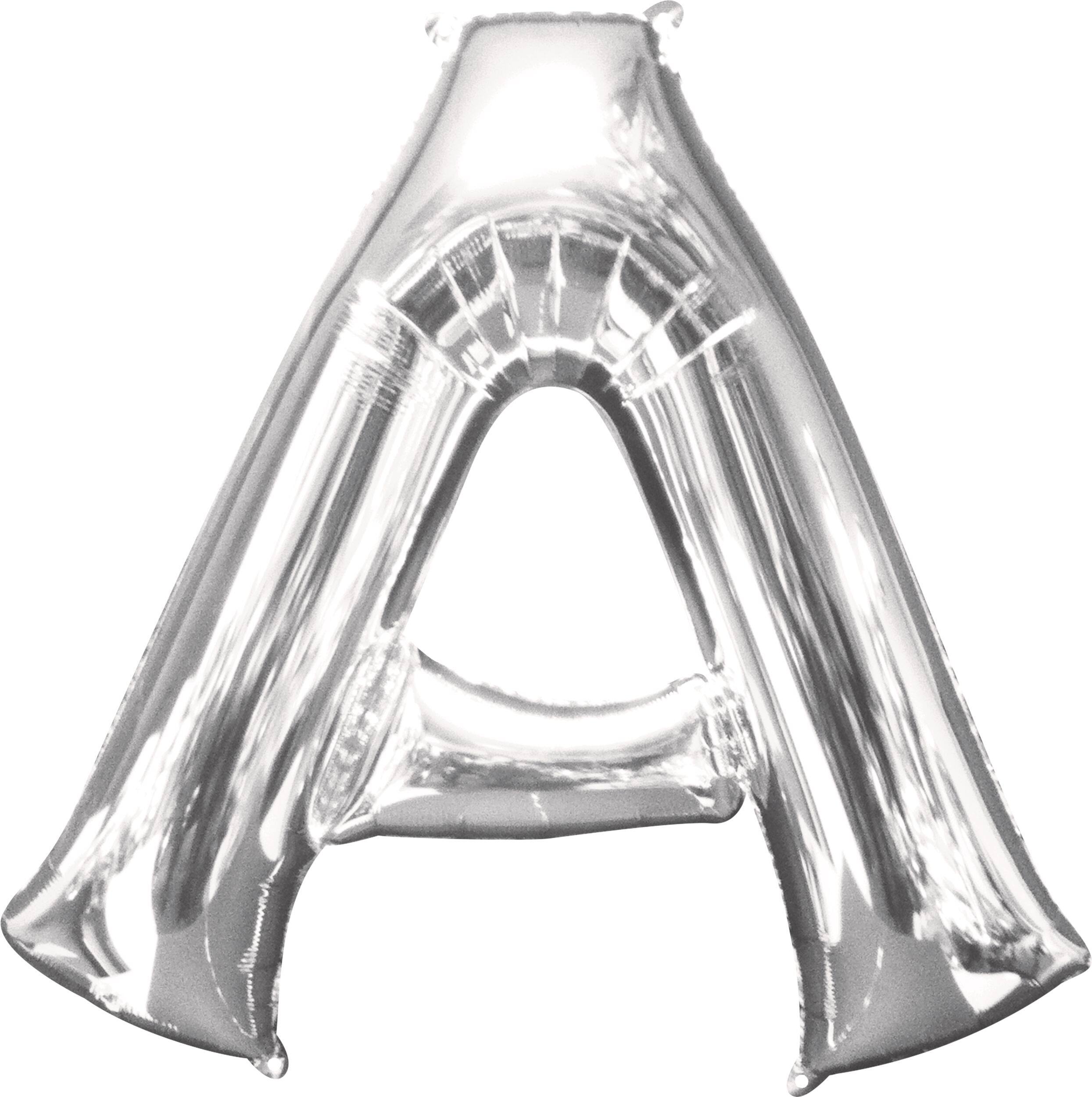 A-Z Letters Satin Foil Balloon, Silver, 34-in, Helium Inflation & Ribbon Included for Birthday/Graduation/Baby Shower/Wedding Front_Flat