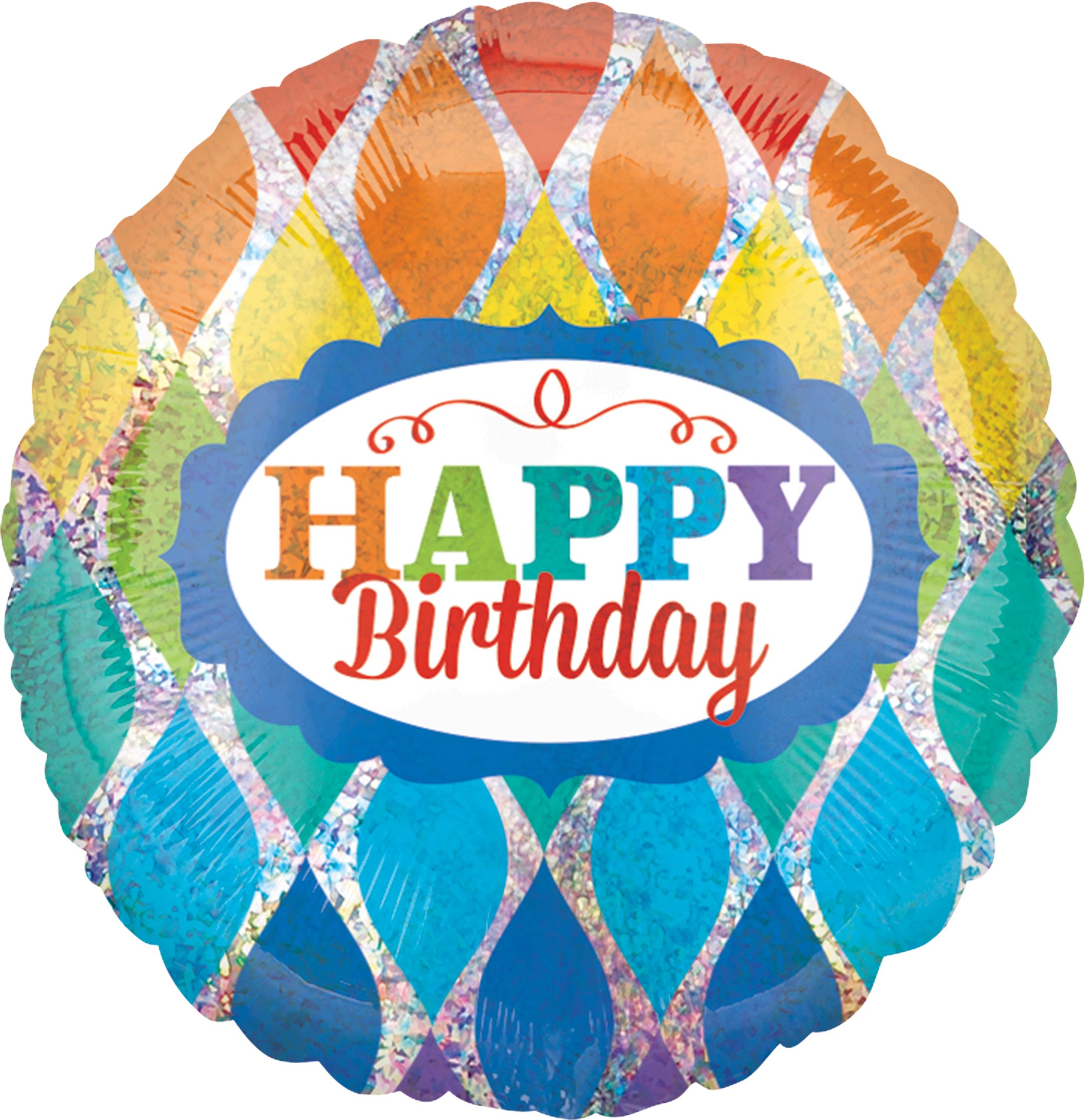 "Happy Birthday To You" Round Satin Foil Balloon, Multi-Coloured, 17-in, Helium Inflation & Ribbon Included for Birthday Party Front_Flat