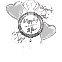 Bouquet de ballons en aluminium « Happily Ever After Wedding », gonflage à l’hélium compris, paq. 5 Front_Flat