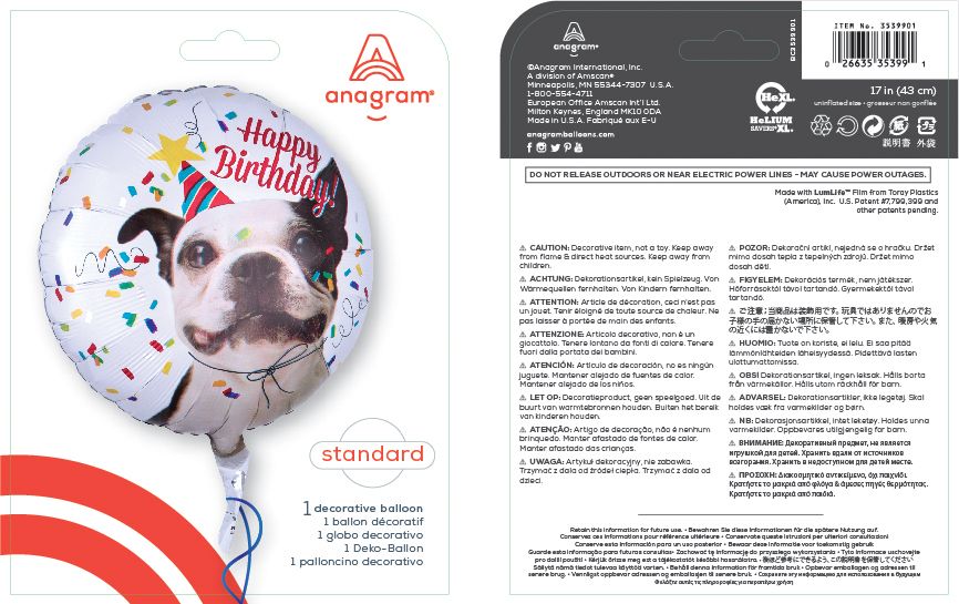 Alligator "Happy Birthday" Square Satin Foil Balloon, White/Green, Confetti, 18-in, Helium Inflation & Ribbon Included for Birthday Party Composite_or_Mixed