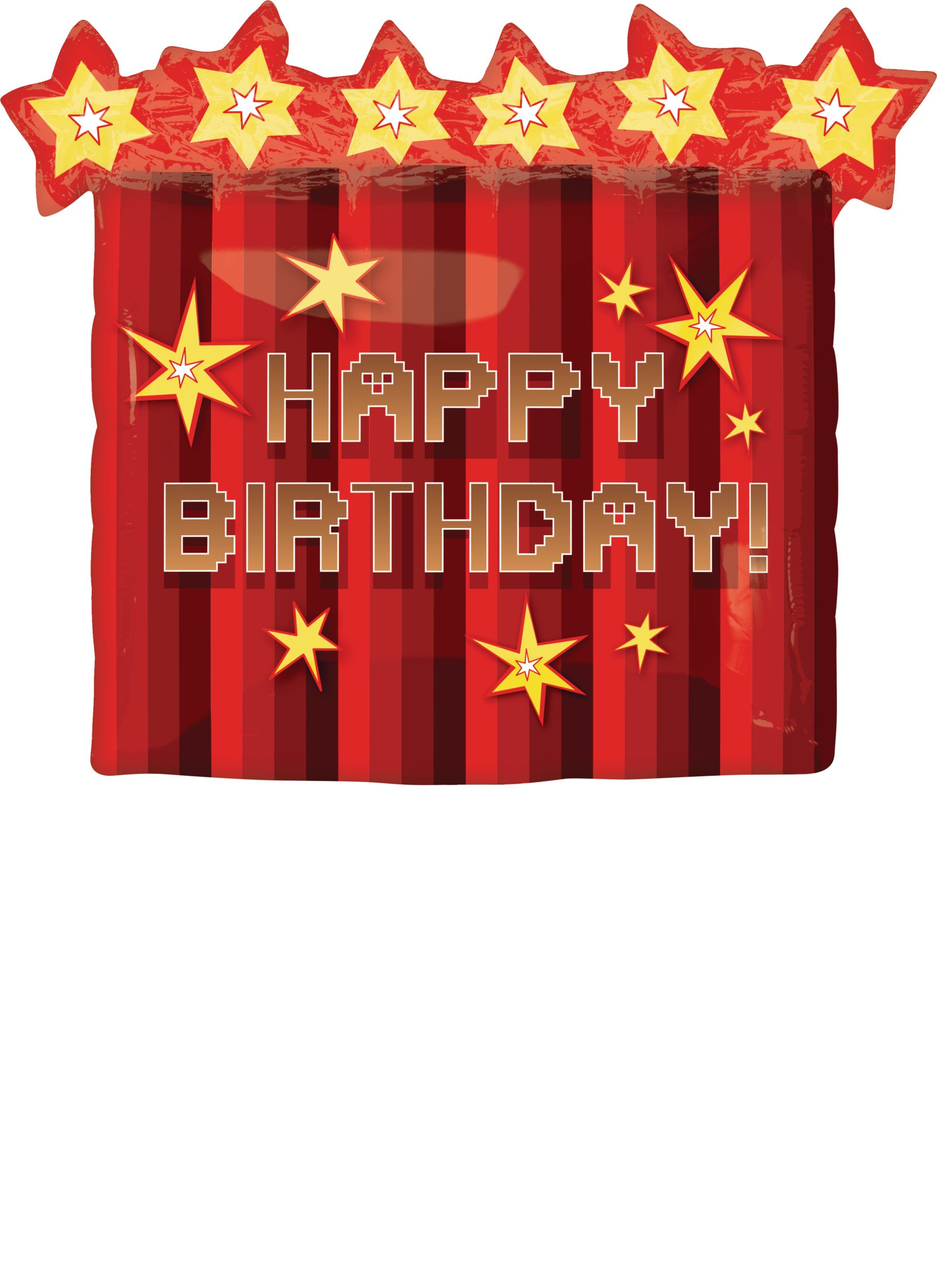 Pixel Party "Happy Birthday" Square Satin Foil Balloon, Red, 34-in, Helium Inflation & Ribbon Included for Birthday Party Front_Flat