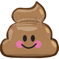 Poop Icon Satin Foil Balloon, Brown, 25-in, Helium Inflation & Ribbon Included for Birthday Party Front_Flat