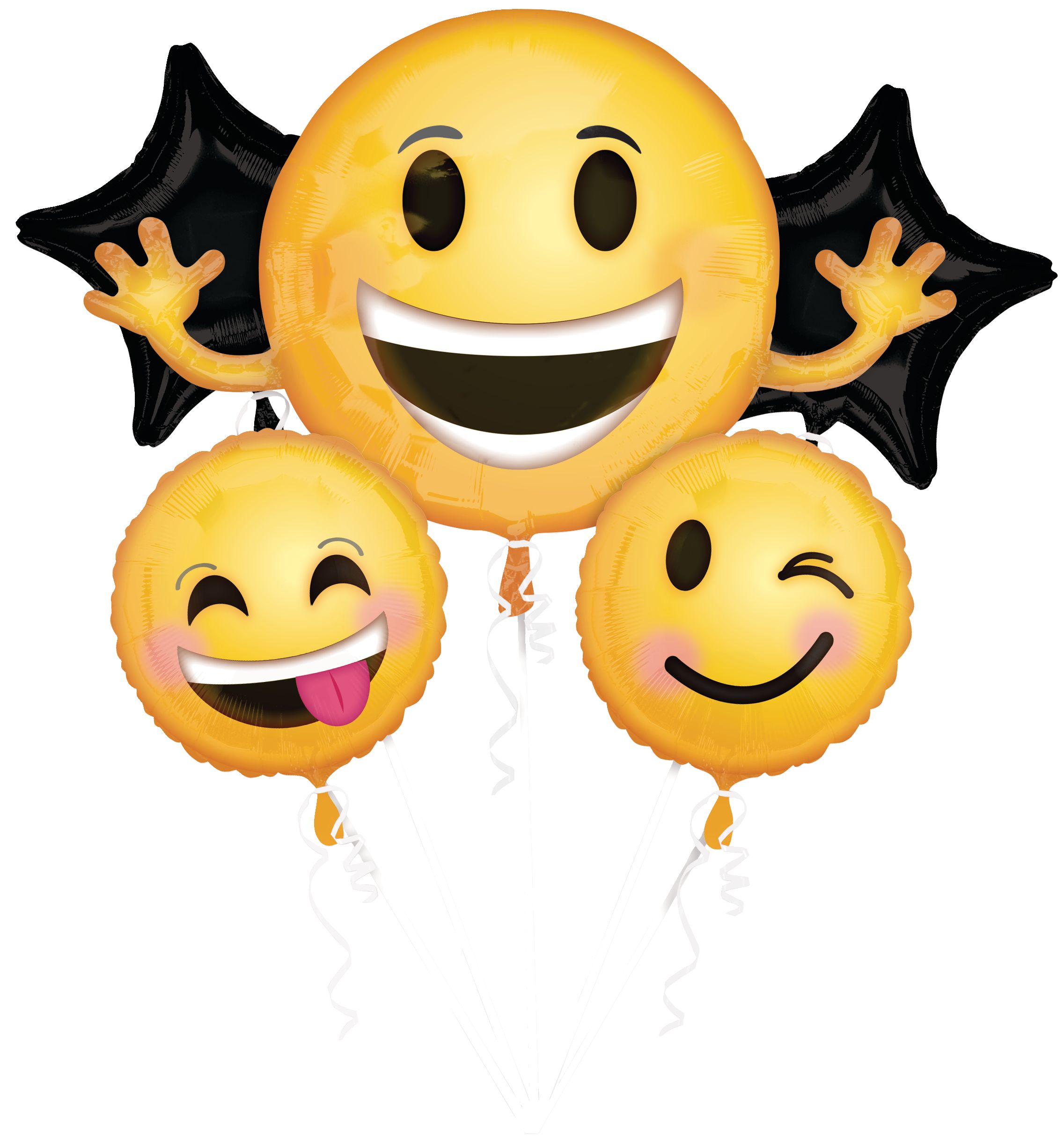 Smiley Balloon Foil Bouquet perfect for Birthday Party, Helium Inflation Included, 5-pc Front_Flat