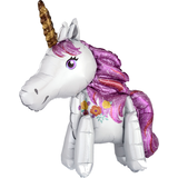 Unicorn Satin Foil Balloon, White/Purple, 25-in, Air-Filled for Birthday Party Front_Angled_Left