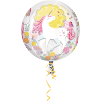 See Thru Orbz Magical Unicorn Foil Balloon for Kids' Birthday Party, Helium Inflation Included Front_Flat