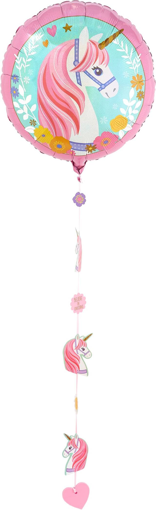 Magical Unicorn Foil Balloon Kit for Birthday Party, Helium Inflation Included, 3-pc, 32-in Front_Flat