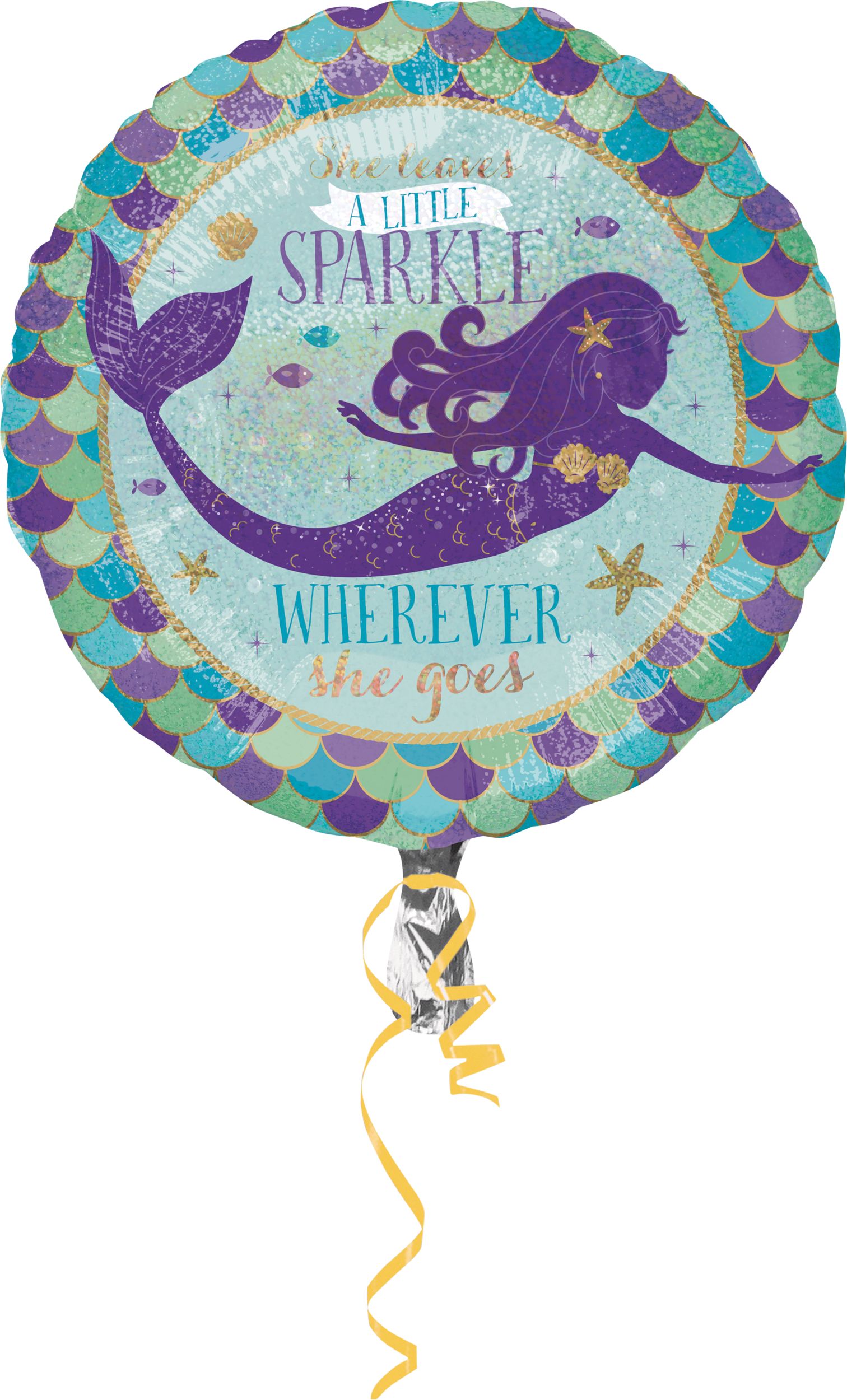 Prismatic Wishful Mermaid Balloon, 17.5-in Front_Flat