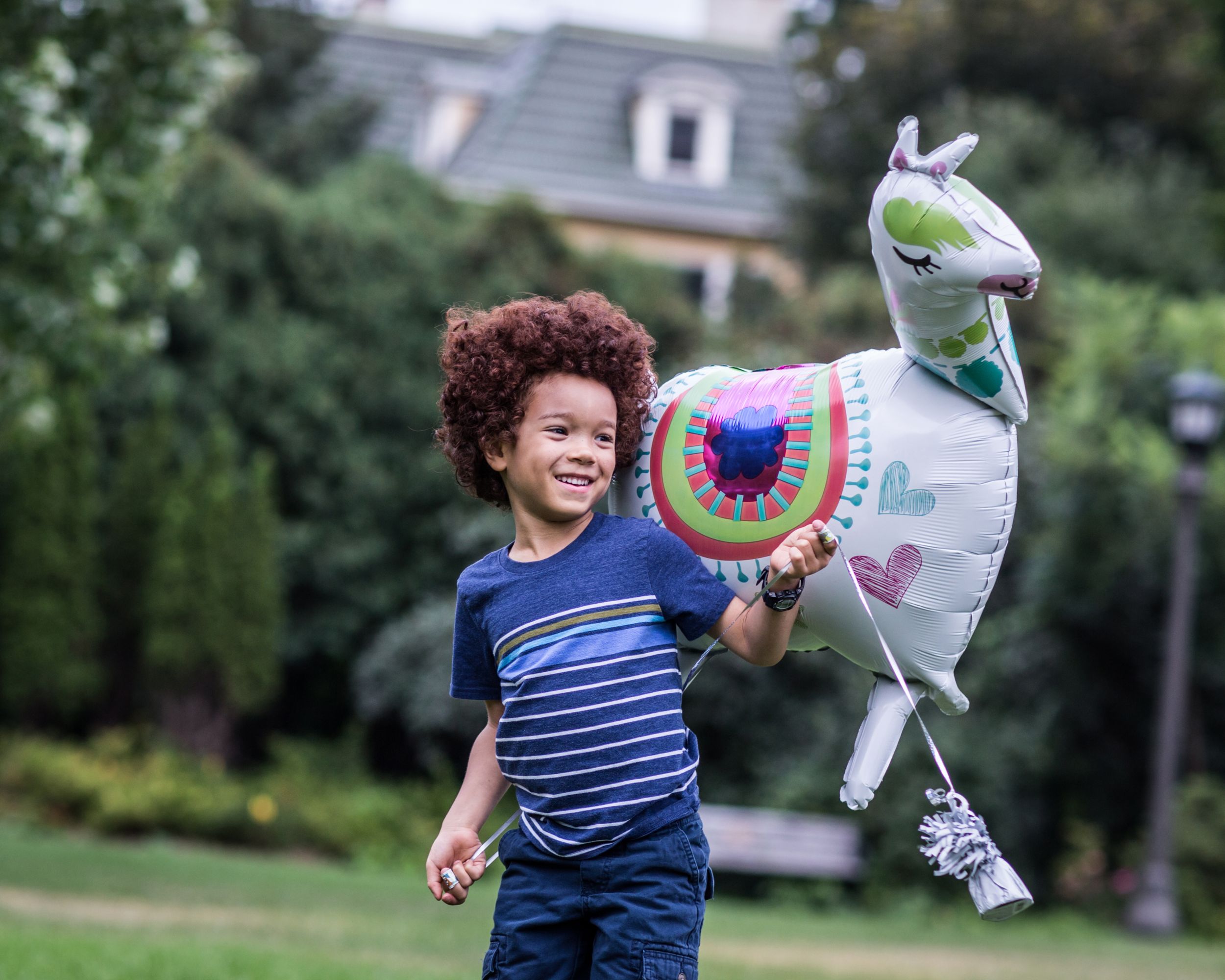 Llama Satin Foil Balloon, White, 41-in, Helium Inflation & Ribbon Included for Birthday Party Front_Angled_Left