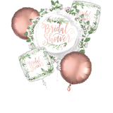 Bouquet de ballons en aluminium satiné carré amour et feuilles Bridal Shower, blanc/or rose, 5 po, gonflement à l'hélium et ruban inclus, pour mariage/fête prénuptiale Front_Flat