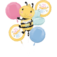 Little Honey Bee Foil Balloon Bouquet for Baby Shower/Gender Reveal, Helium Inflation Included, 5-pc Front_Flat