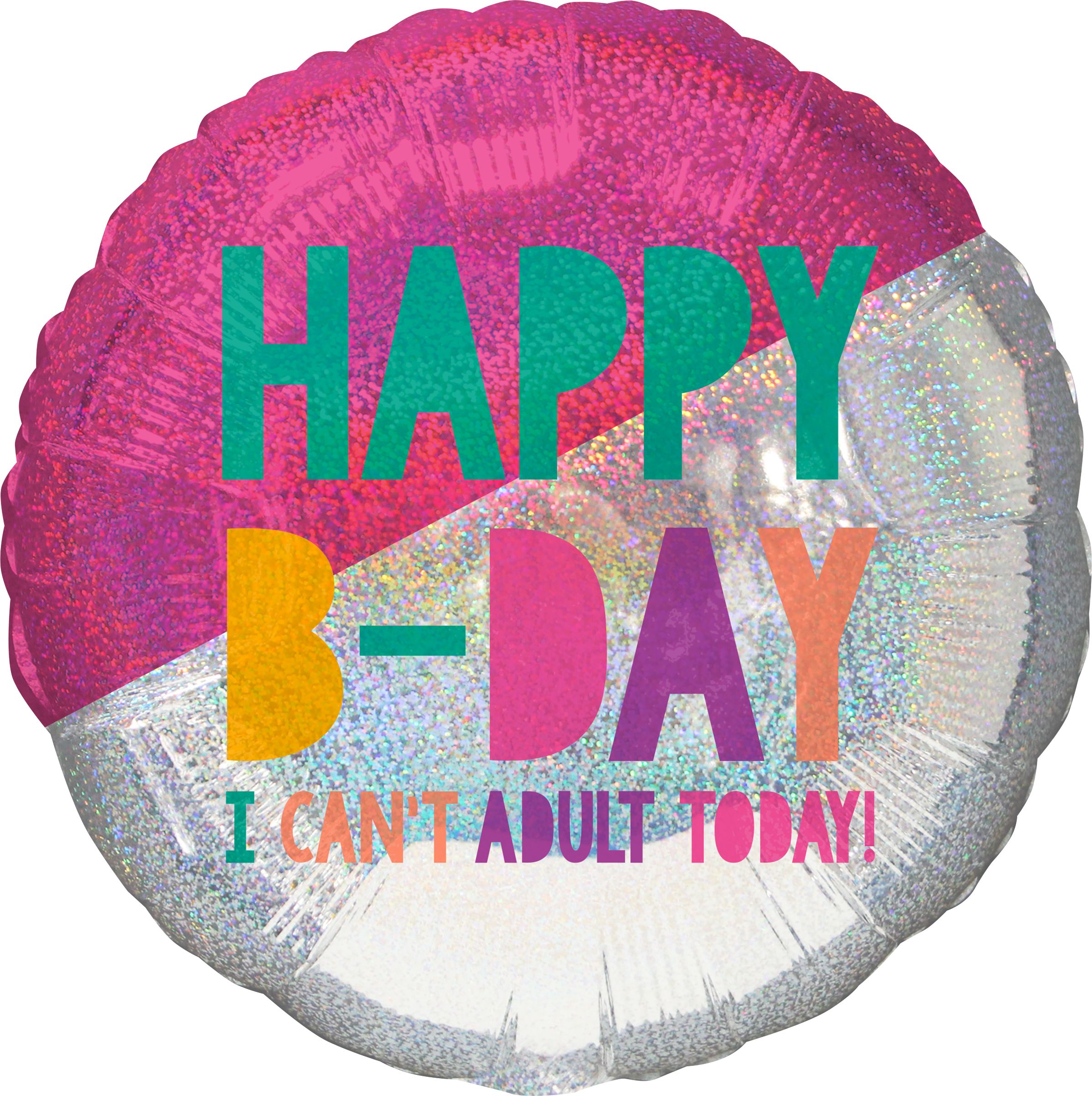 Ballon prismatique Young and Fabulous Birthday Vibes, 28 po Front_Flat