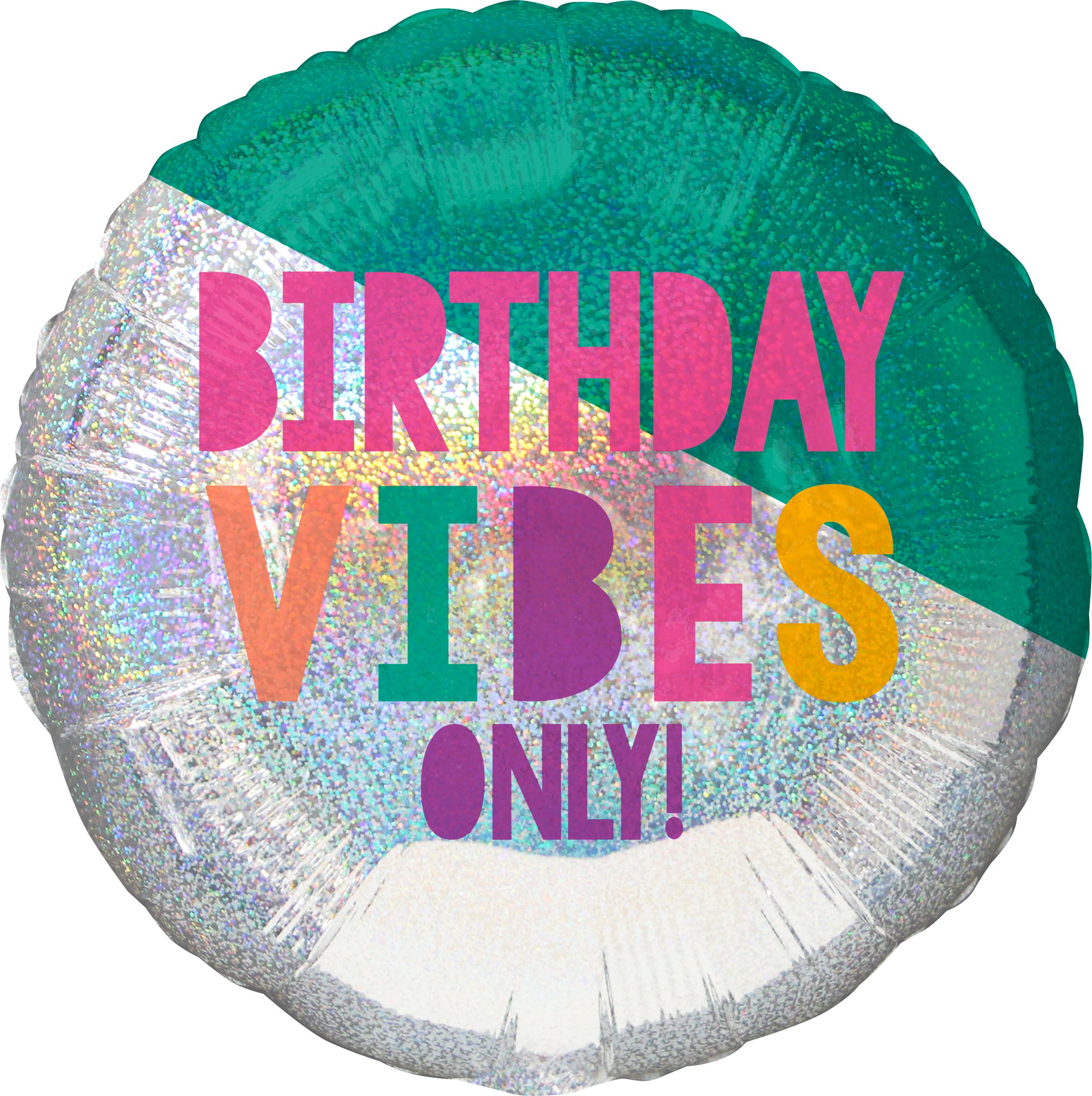 Ballon prismatique Young and Fabulous Birthday Vibes, 28 po Front_Flat