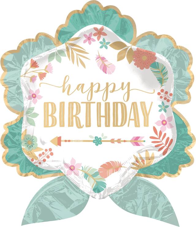 Giant Boho Girl Birthday Balloon Front_Flat