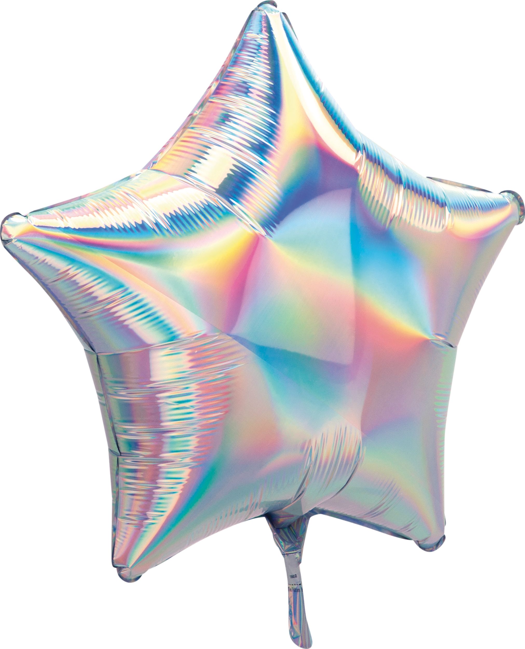 Star Satin Foil Balloon, Irridescent Silver, 22-in, Helium Inflation & Ribbon Included for Birthday/Special Occasion Front_Angled_Right