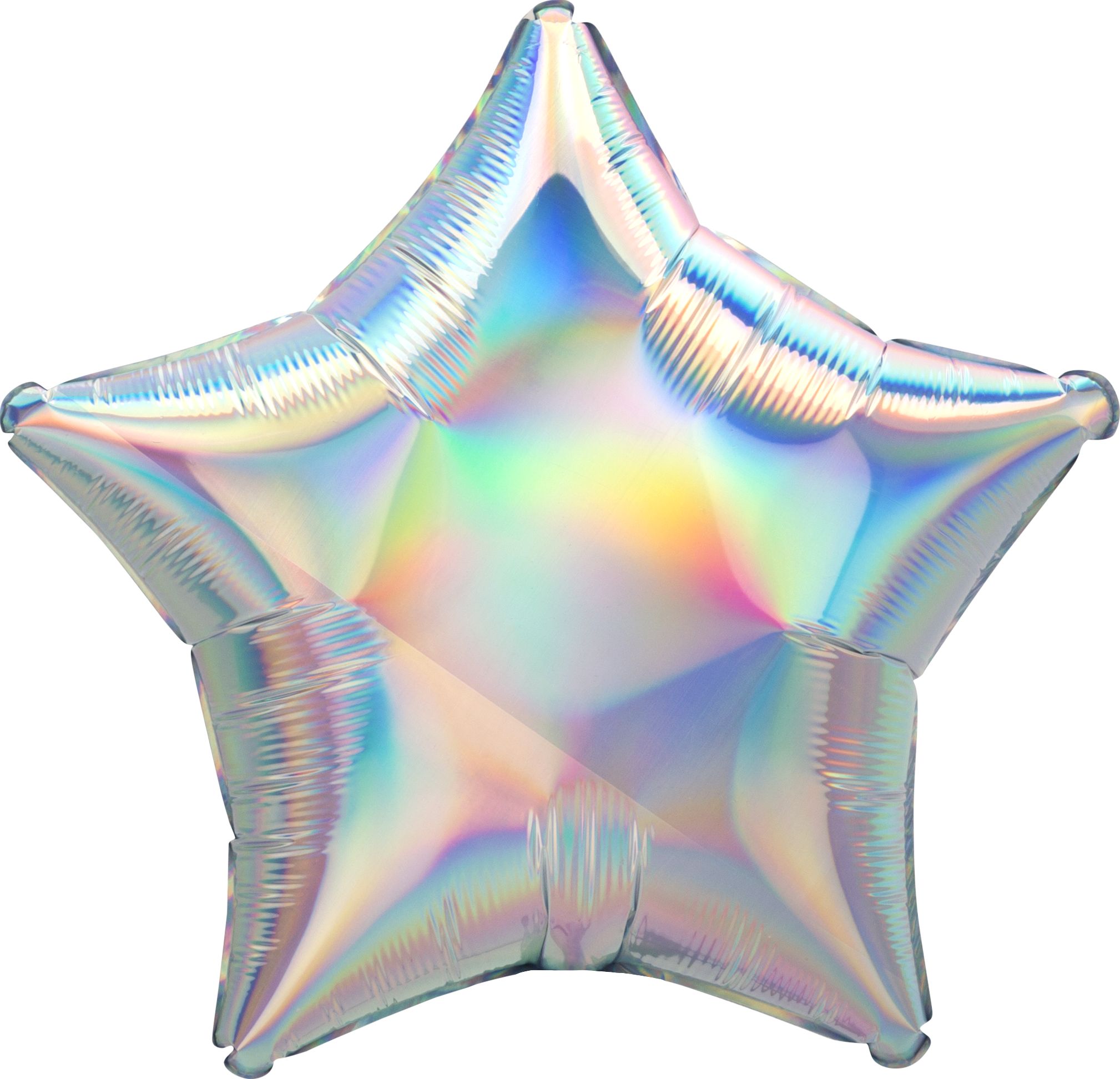 Star Satin Foil Balloon, Irridescent Silver, 22-in, Helium Inflation & Ribbon Included for Birthday/Special Occasion Front_Flat
