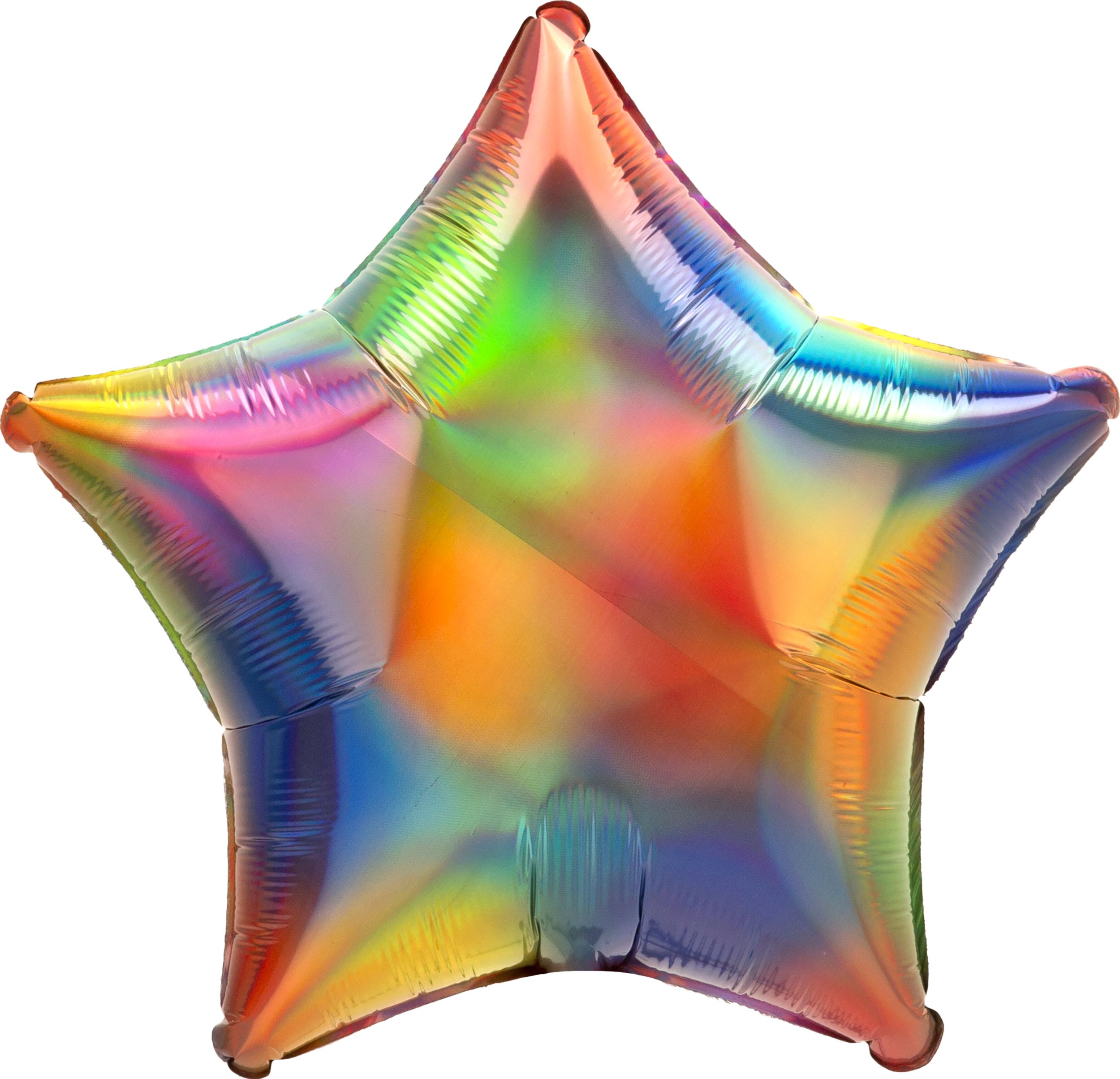Star Satin Foil Balloon, Irridescent Rainbow, 22-in, Helium Inflation & Ribbon Included for Birthday/Special Occasion Front_Flat